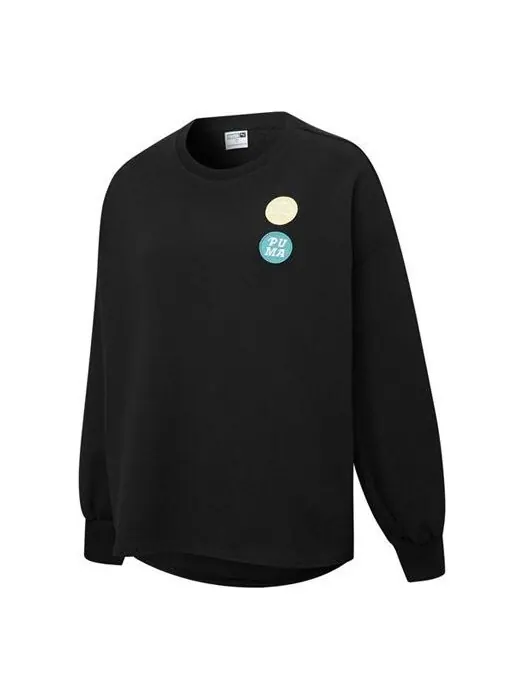 Свитер embroidery logo round-neck sweatshirtblack Puma — изображение 1 из 2, черный