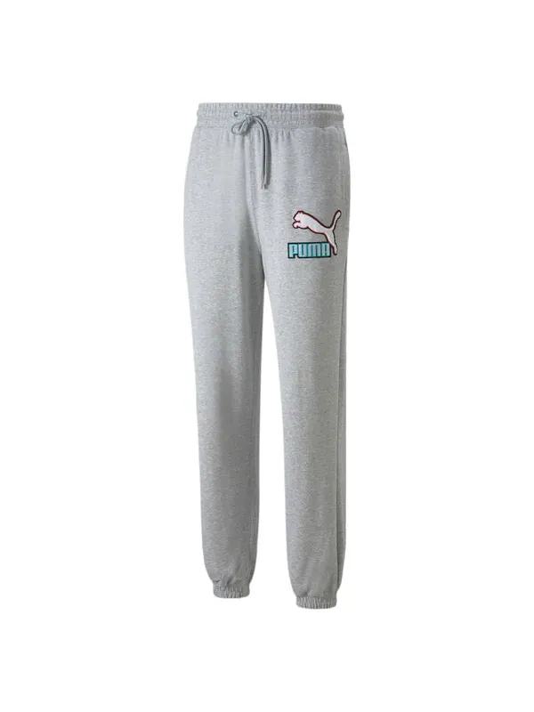 Брюки fandom sweatpants 'grey' Puma — изображение 1 из 2, серый/белый/черный/синий