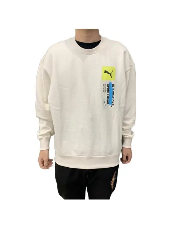 Свитер logo international sportswear sweatshirt 'white' Puma — изображение 3 из 3, белый