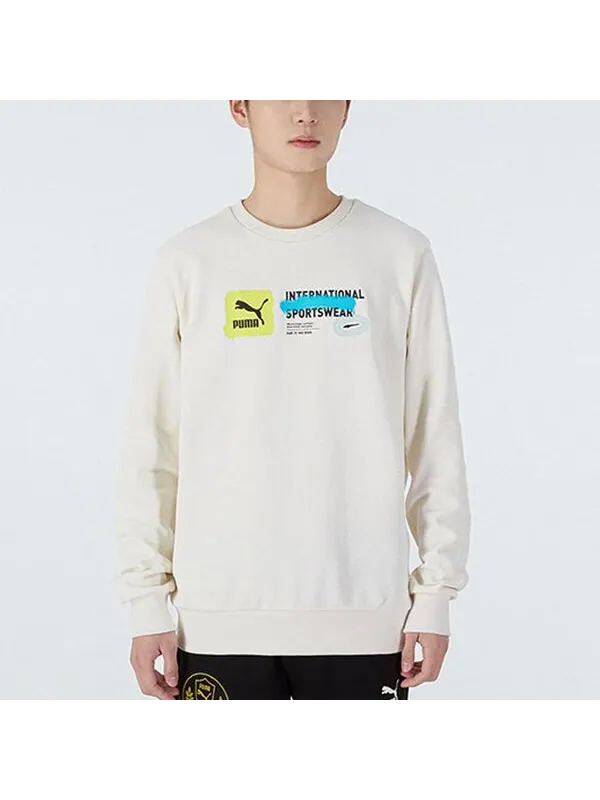 Толстовка logo pattern printing sports round neck pullover white Puma — изображение 3 из 4, белый