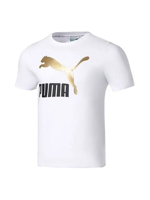 Футболка classics logo metallic tee 'white' Puma — изображение 1 из 4, белый