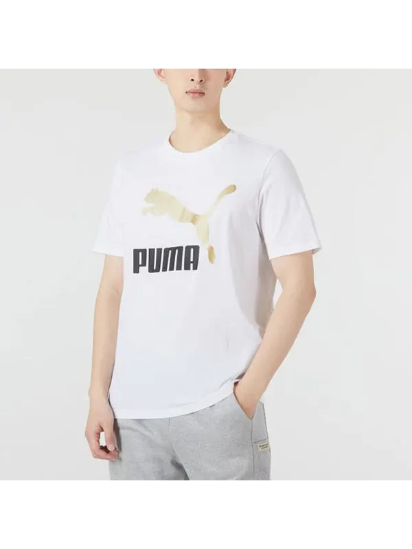 Футболка classics logo metallic tee 'white' Puma — изображение 3 из 4, белый