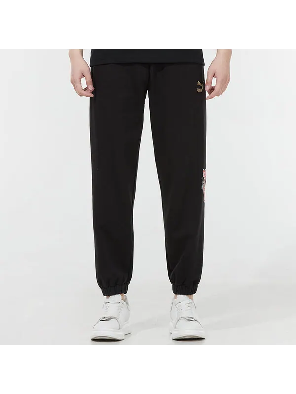 Брюки logo sweatpants 'black' Puma — изображение 2 из 4, черный