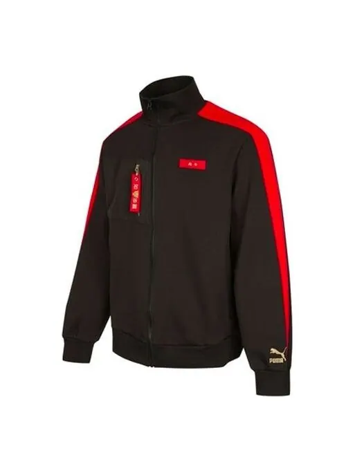 Куртка logo stripe colorblock loose casual jacket black Puma — изображение 1 из 2, черный