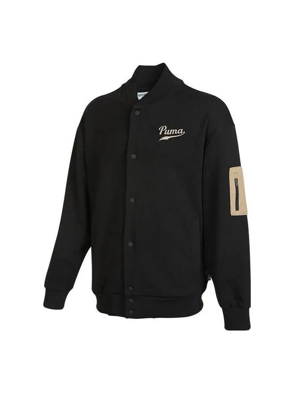 Куртка logo baseball jacket 'black' Puma — изображение 1 из 4, черный