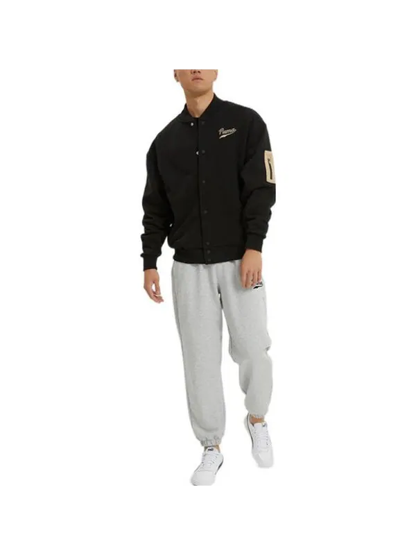 Куртка logo baseball jacket 'black' Puma — изображение 3 из 4, черный
