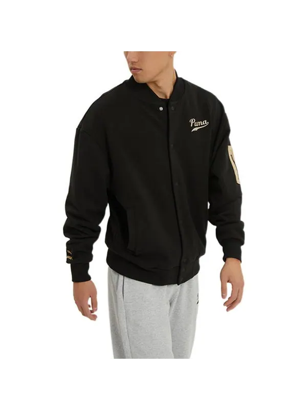 Куртка logo baseball jacket 'black' Puma — изображение 4 из 4, черный