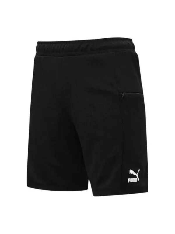 Шорты logo essential shorts 'black' Puma — изображение 1 из 2, черный/белый