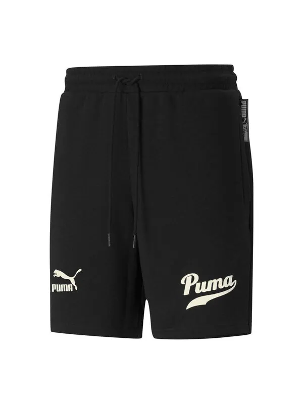 Шорты essential sweat shorts 'black' Puma — изображение 1 из 4, черный/белый
