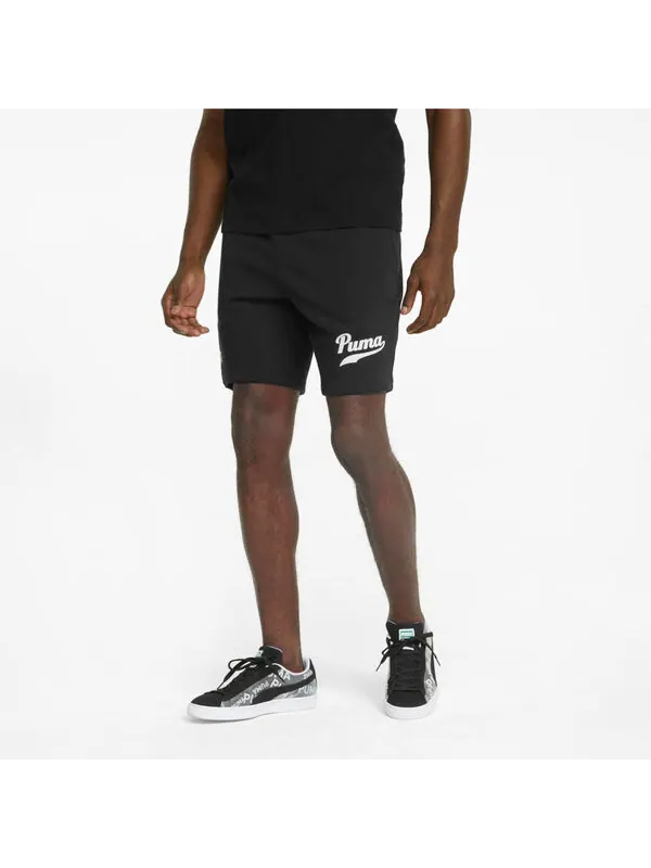 Шорты essential sweat shorts 'black' Puma — изображение 4 из 4, черный/белый