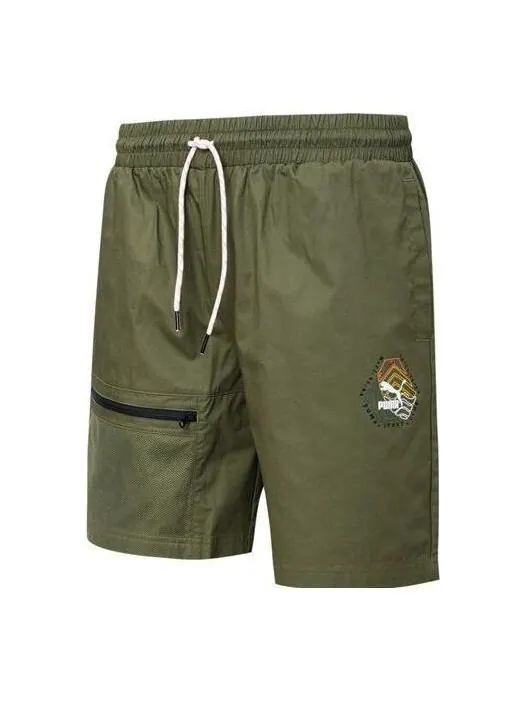 Шорты hc twill short 'green' Puma — изображение 1 из 4, зеленый/белый