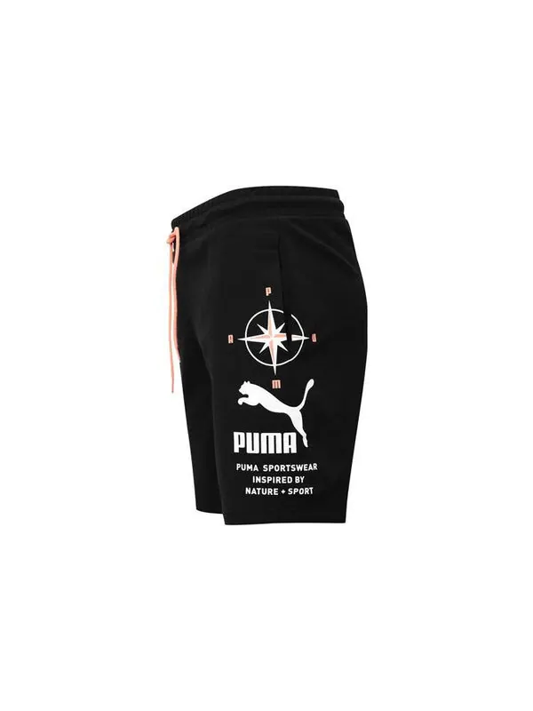 Шорты nature camp graphic shorts 'black' Puma — изображение 2 из 4, черный/белый