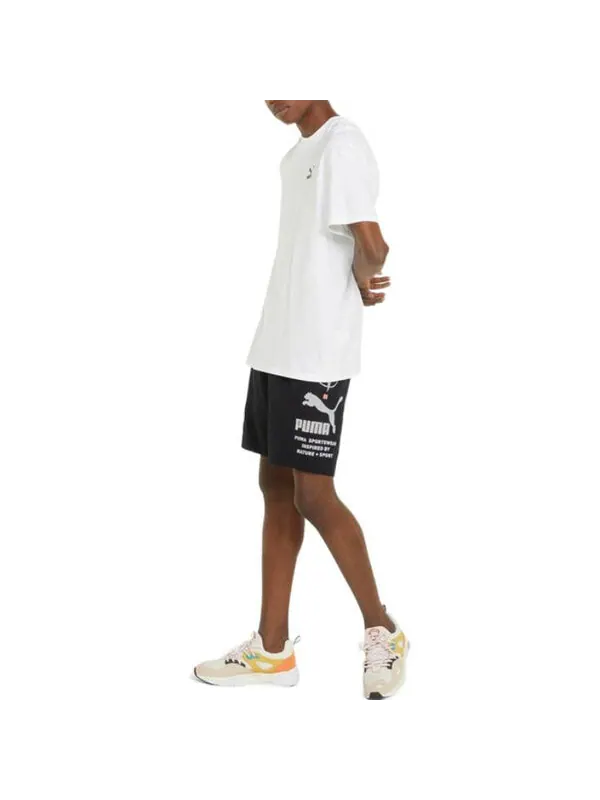 Шорты nature camp graphic shorts 'black' Puma — изображение 4 из 4, черный/белый