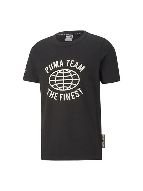 Футболка team graphic tee 'black' Puma — изображение 1 из 4, черный/белый