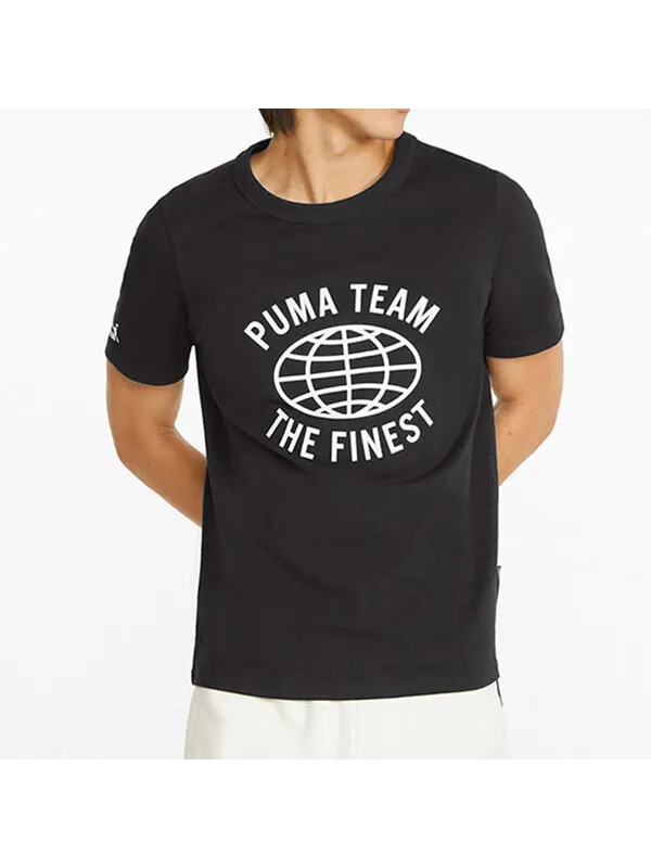 Футболка team graphic tee 'black' Puma — изображение 3 из 4, черный/белый