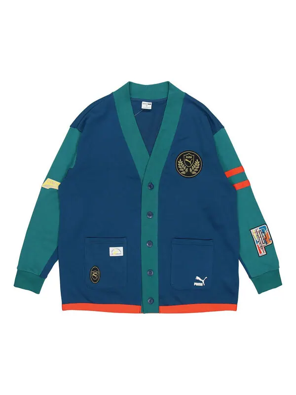 Куртка mix badge long cardigan 'blue' Puma — изображение 1 из 3, синий/зеленый/красный