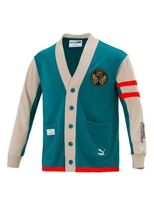 Куртка mix badge long cardigan 'green' Puma — изображение 1 из 4