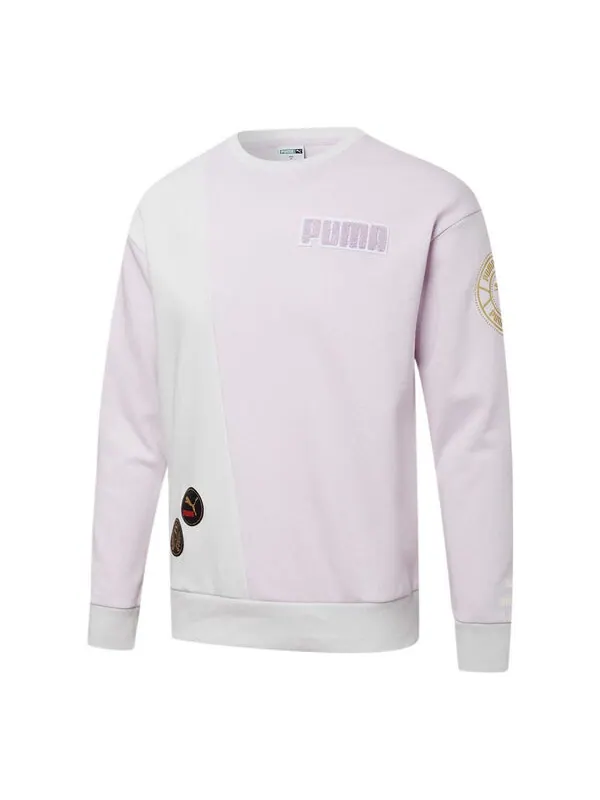 Свитер mix badge long crew sweater 'purple' Puma