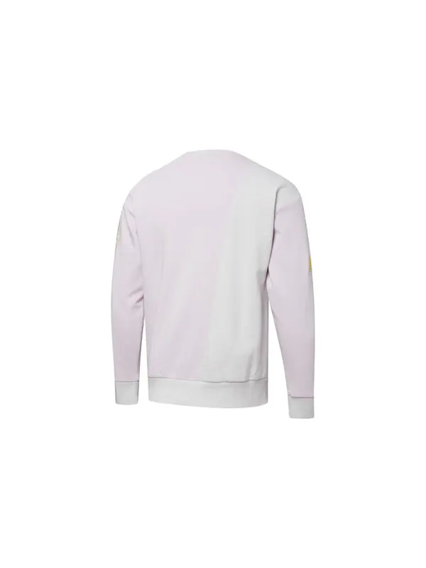 Свитер mix badge long crew sweater 'purple' Puma — изображение 2 из 2, розовый/белый