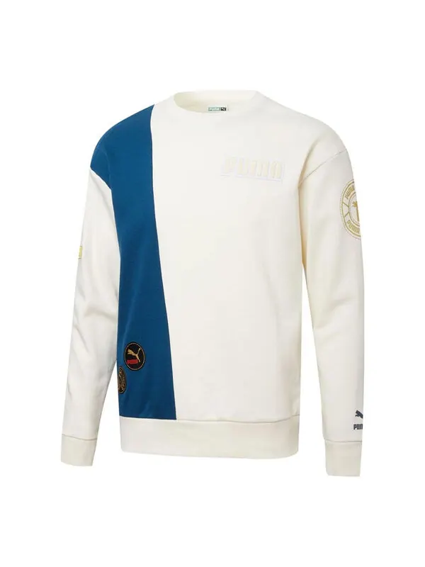 Свитер mix badge long crew sweater 'white' Puma