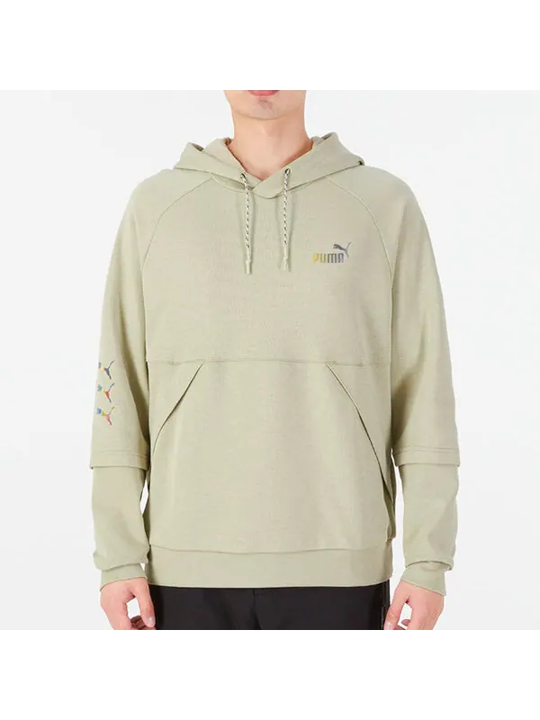 Толстовка logo pattern printing loose gray green Puma — изображение 2 из 4, зеленый