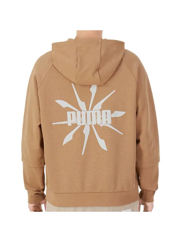 Толстовка logo pattern printing loose couple style khaki Puma — изображение 3 из 4, хаки