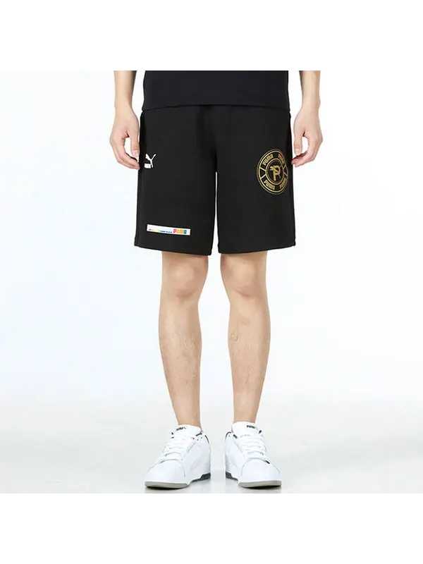 Шорты mix badge shorts 'black' Puma — изображение 3 из 4, черный/золотистый