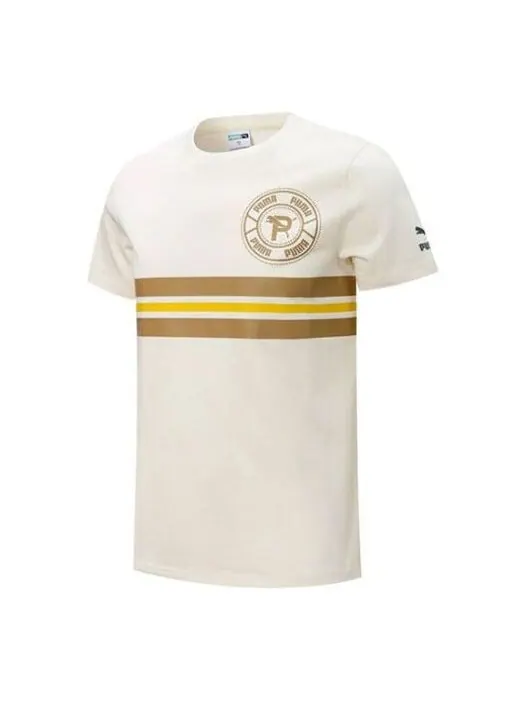 Футболка sport tee 'white' Puma — изображение 1 из 2, белый/коричневый/желтый