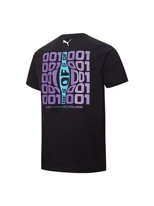 Футболка x lamelo ball warp drive graphic tee 'black' Puma — изображение 1 из 2, черный/фиолетовый/синий