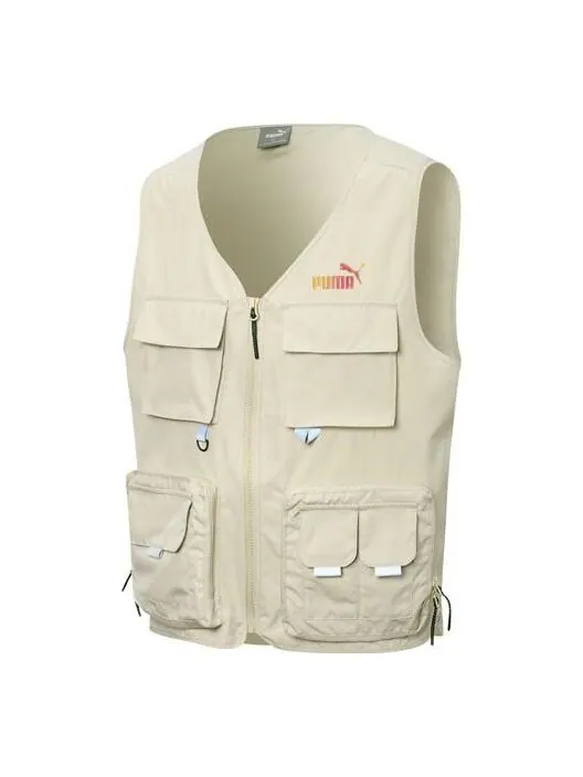Жилет skb woven vest 'beige' Puma — изображение 1 из 2, бежевый/красный