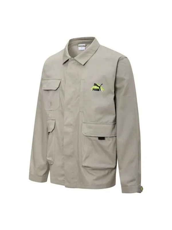 Куртка camping mountain cargo jacket 'grey' Puma — изображение 1 из 2, серый/черный/желтый