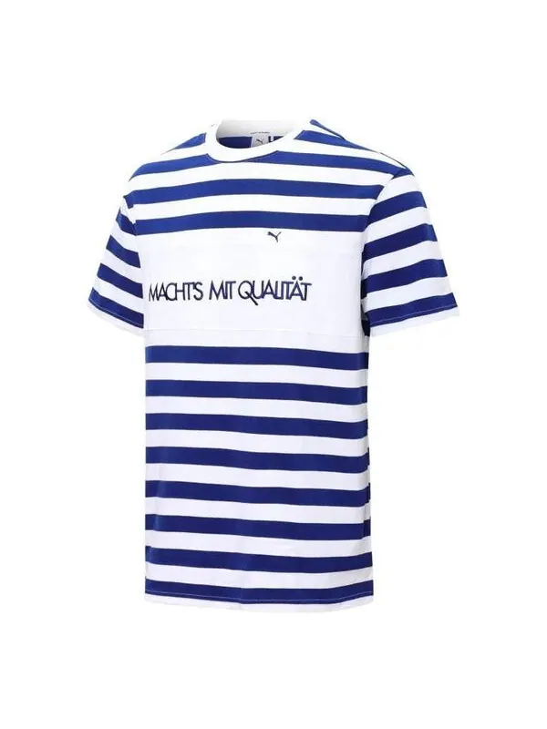 Футболка mmq striped t-shirt 'blue' Puma — изображение 1 из 2, синий/белый