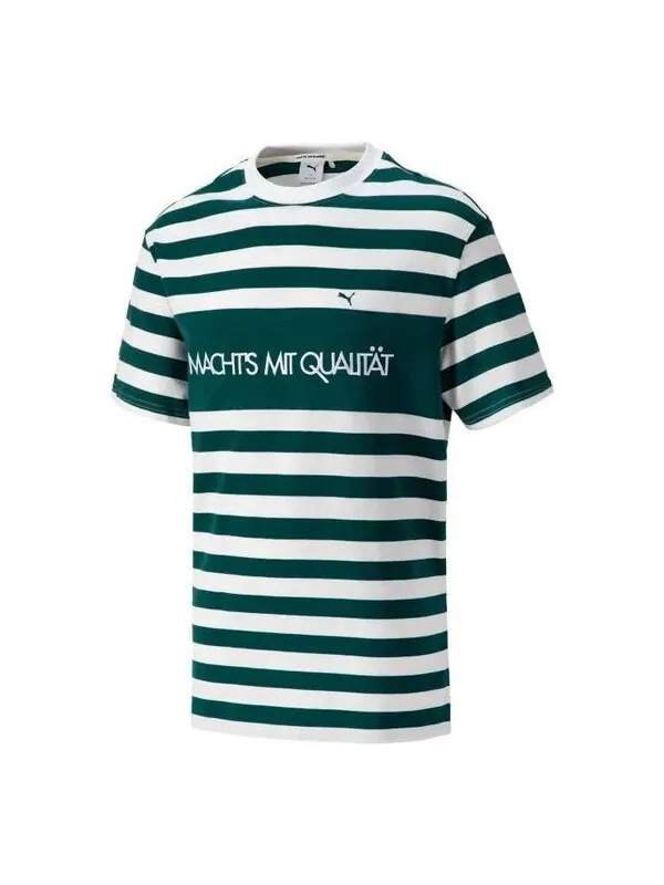 Футболка mmq striped t-shirt 'green' Puma — изображение 1 из 3, зеленый/белый