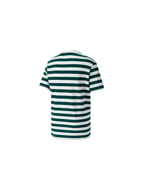 Футболка mmq striped t-shirt 'green' Puma — изображение 2 из 3, зеленый/белый