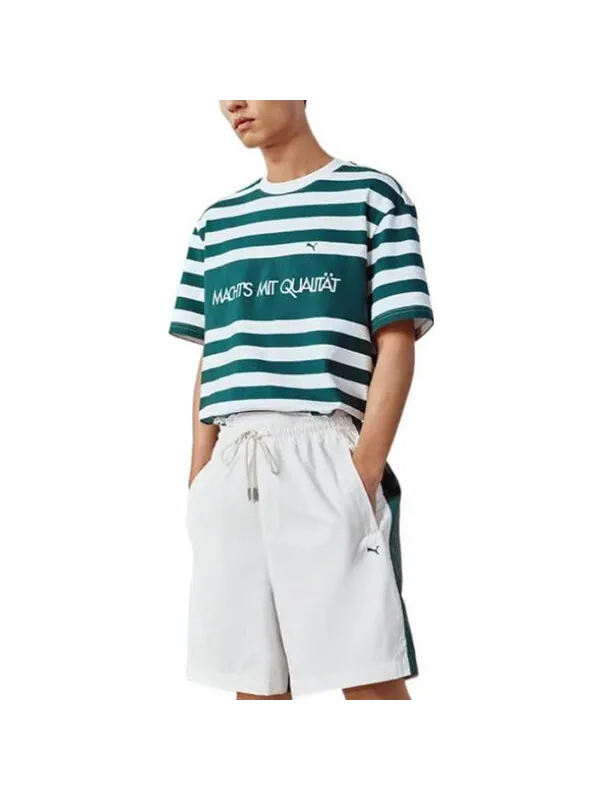 Футболка mmq striped t-shirt 'green' Puma — изображение 3 из 3, зеленый/белый