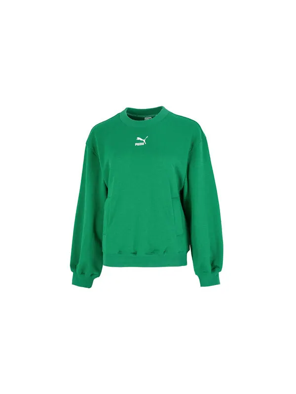 Свитер graphic sweatshirt 'green' Puma — изображение 2 из 4, зеленый/серый