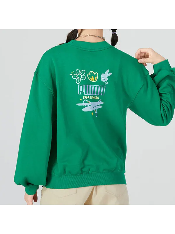 Свитер graphic sweatshirt 'green' Puma — изображение 4 из 4, зеленый/серый
