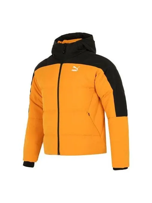 Куртка colorblock padded down jacket 'orange' Puma — изображение 1 из 4, оранжевый/черный