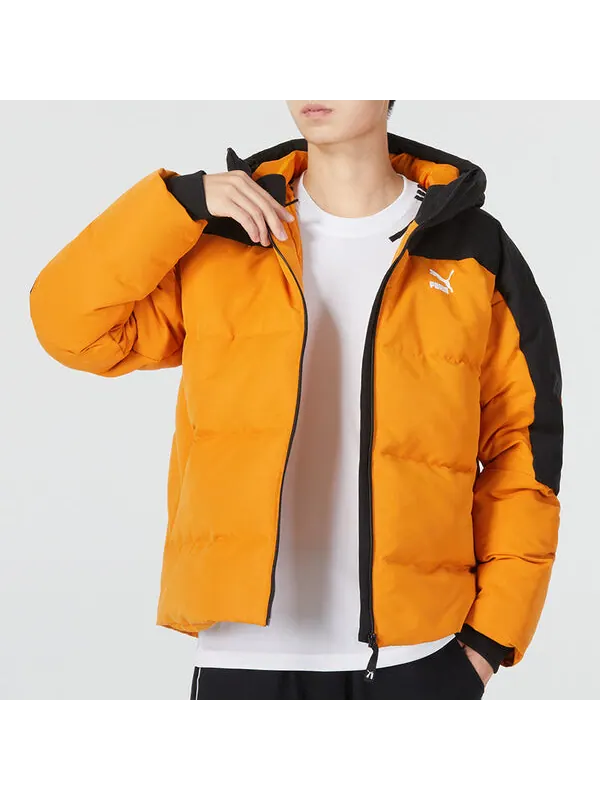 Куртка colorblock padded down jacket 'orange' Puma — изображение 3 из 4, оранжевый/черный