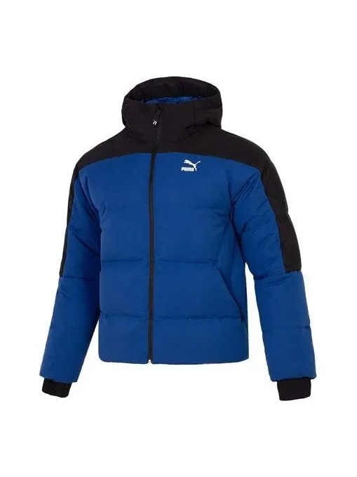 Куртка colorblock padded down jacket 'blue' Puma — изображение 1 из 4, синий/черный