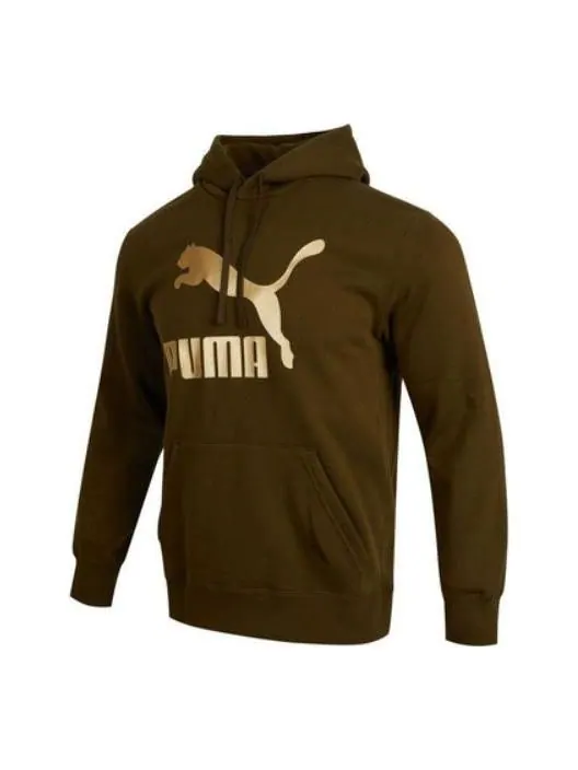 Толстовка classics metallic regular fit hoodie 'brown' Puma — изображение 1 из 2, коричневый/золотистый