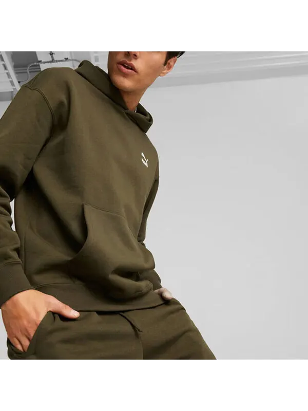 Толстовка relaxed hoodie 'olivegreen' Puma — изображение 3 из 4, оливковый зеленый/белый
