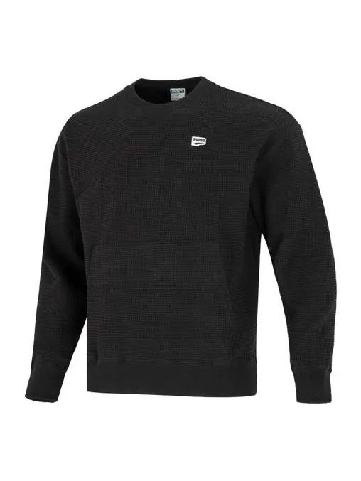 Свитер downtown waffle crewneck sweatshirt 'black' Puma