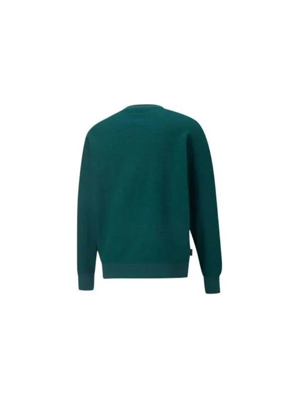 Свитер downtown waffle crewneck sweatshirt 'green' Puma — изображение 2 из 4, зеленый/белый