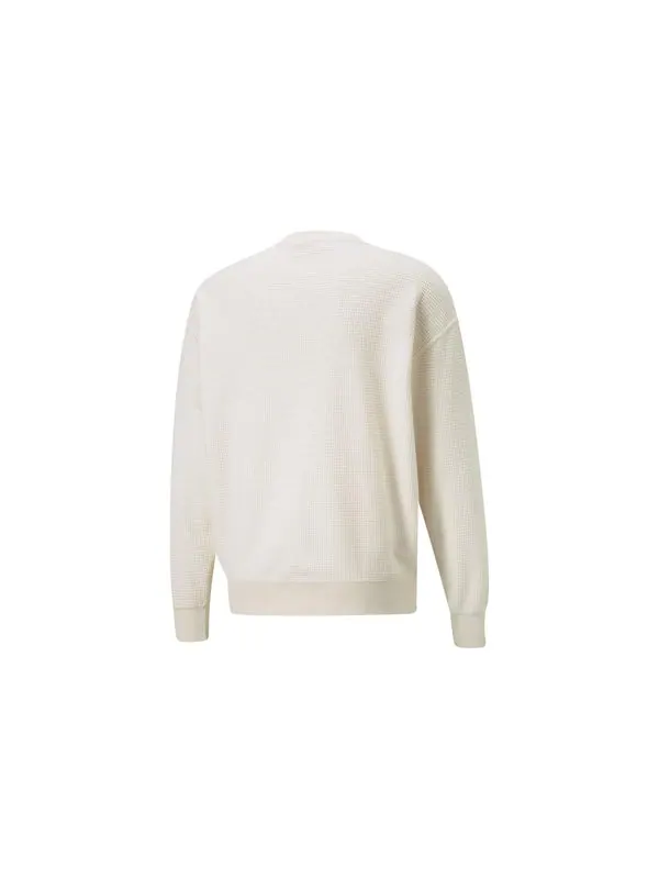 Свитер downtown waffle crewneck sweatshirt 'white' Puma — изображение 2 из 3, белый