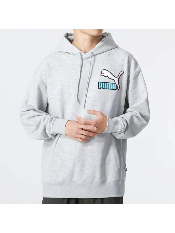 Толстовка colorblock fandom logo hoodie 'grey' Puma — изображение 3 из 4, серый/белый/синий