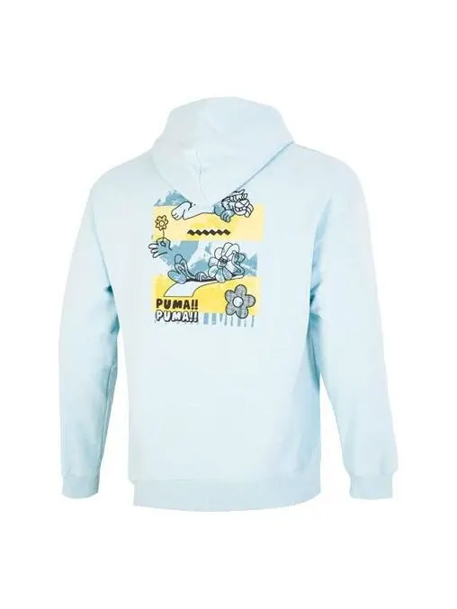 Толстовка downtown logo hoodie 'blue' Puma — изображение 1 из 4, синий/желтый
