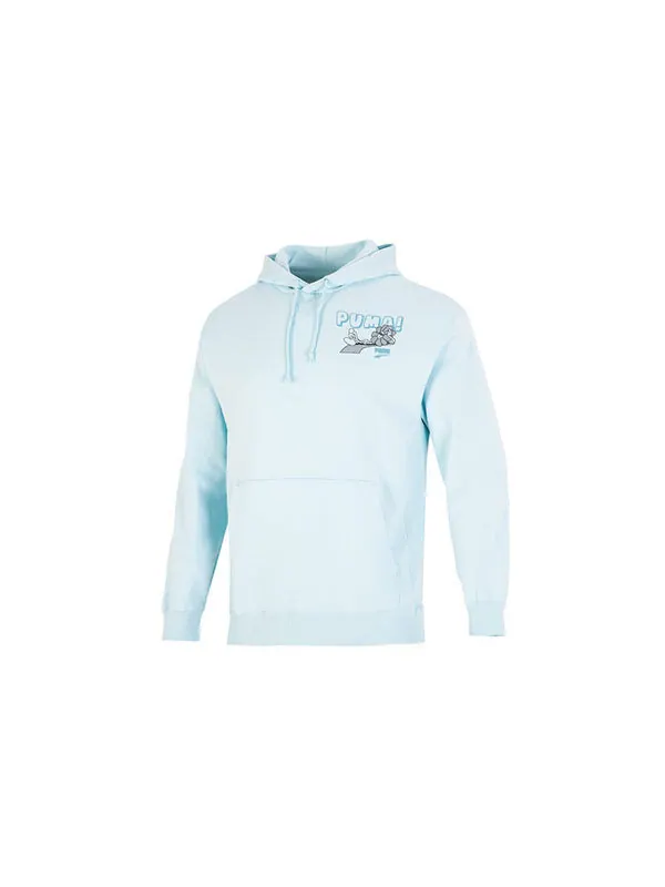 Толстовка downtown logo hoodie 'blue' Puma — изображение 2 из 4, синий/желтый
