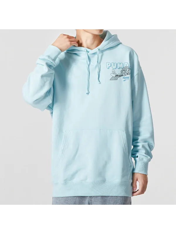 Толстовка downtown logo hoodie 'blue' Puma — изображение 3 из 4, синий/желтый