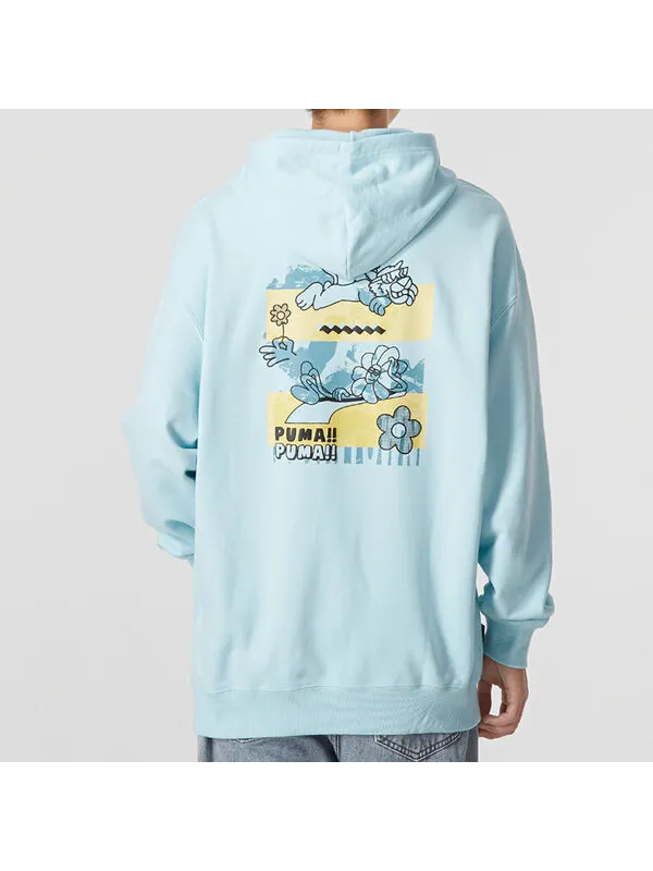 Толстовка downtown logo hoodie 'blue' Puma — изображение 4 из 4, синий/желтый
